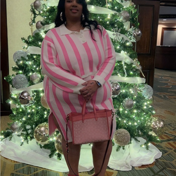 Cider Pink and White Striped Dress - Picture 1 of 3